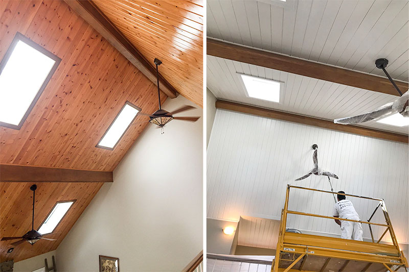 Painting Vaulted Celings Hisway, Painted Wood Ceilings Before And After