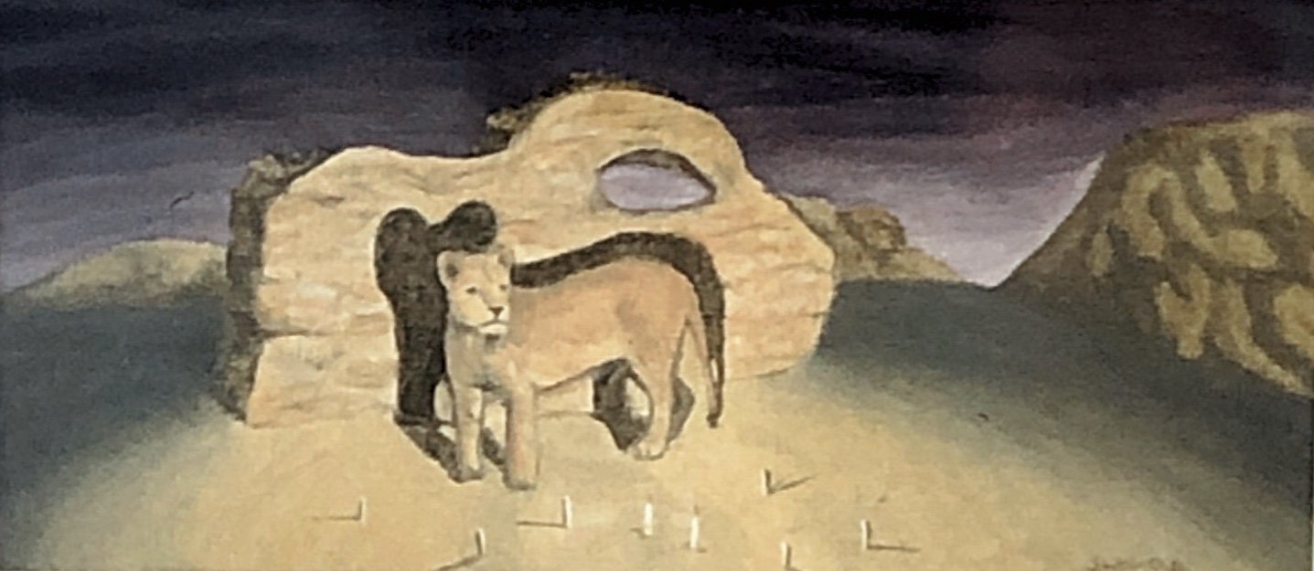 Lion and Shadow, oil on paper, private collection