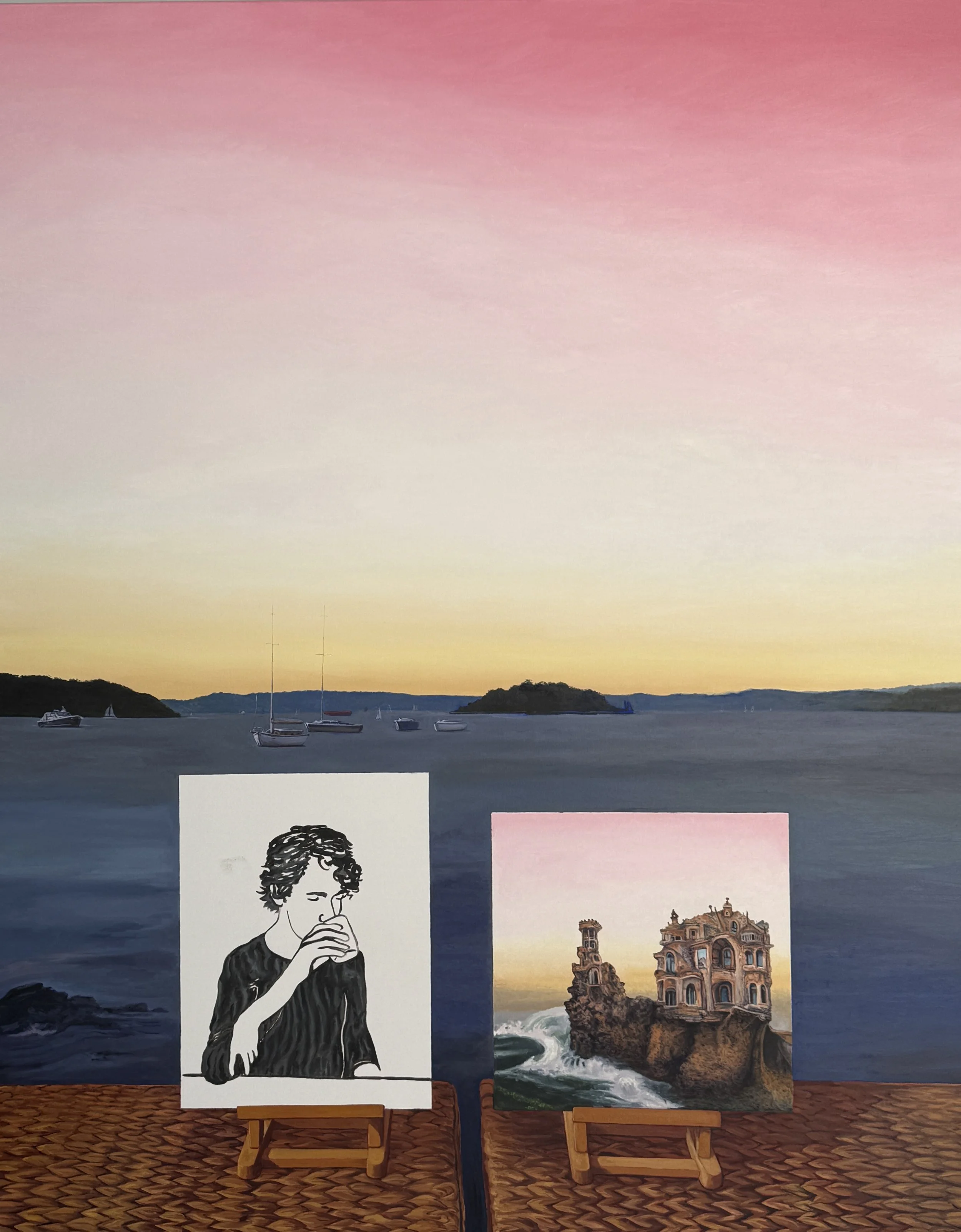 Coffee and Catastrophe, oil on linen 107x132cm 