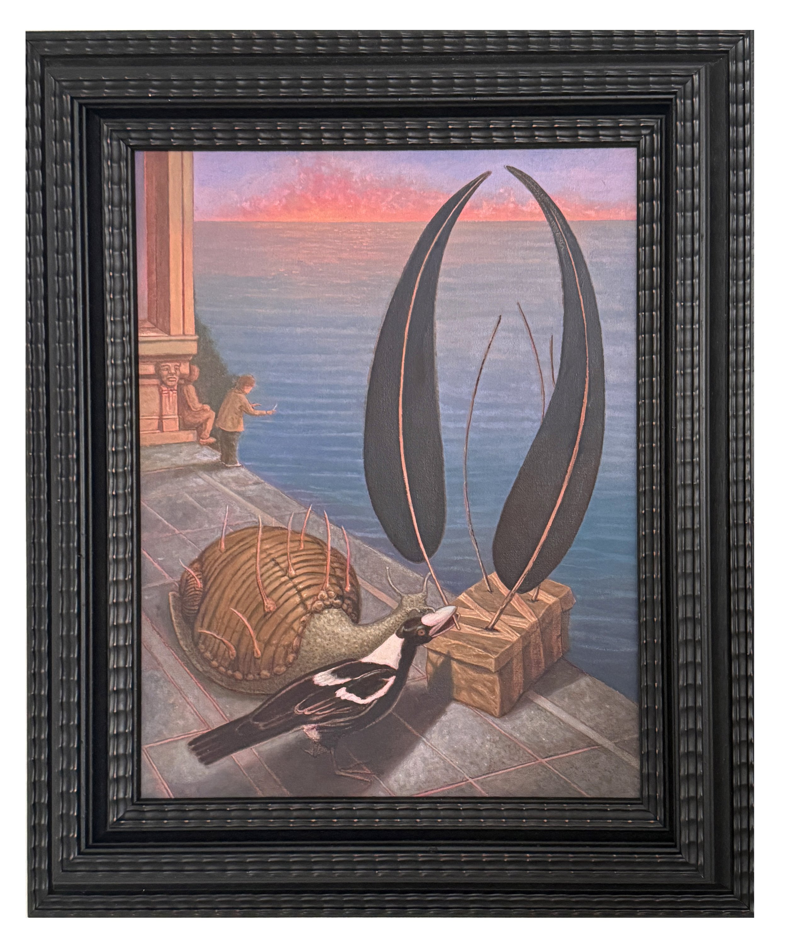 Privacy (with Mama Conducting the Fish), oil on linen 30.5x38cm (+ frame)
