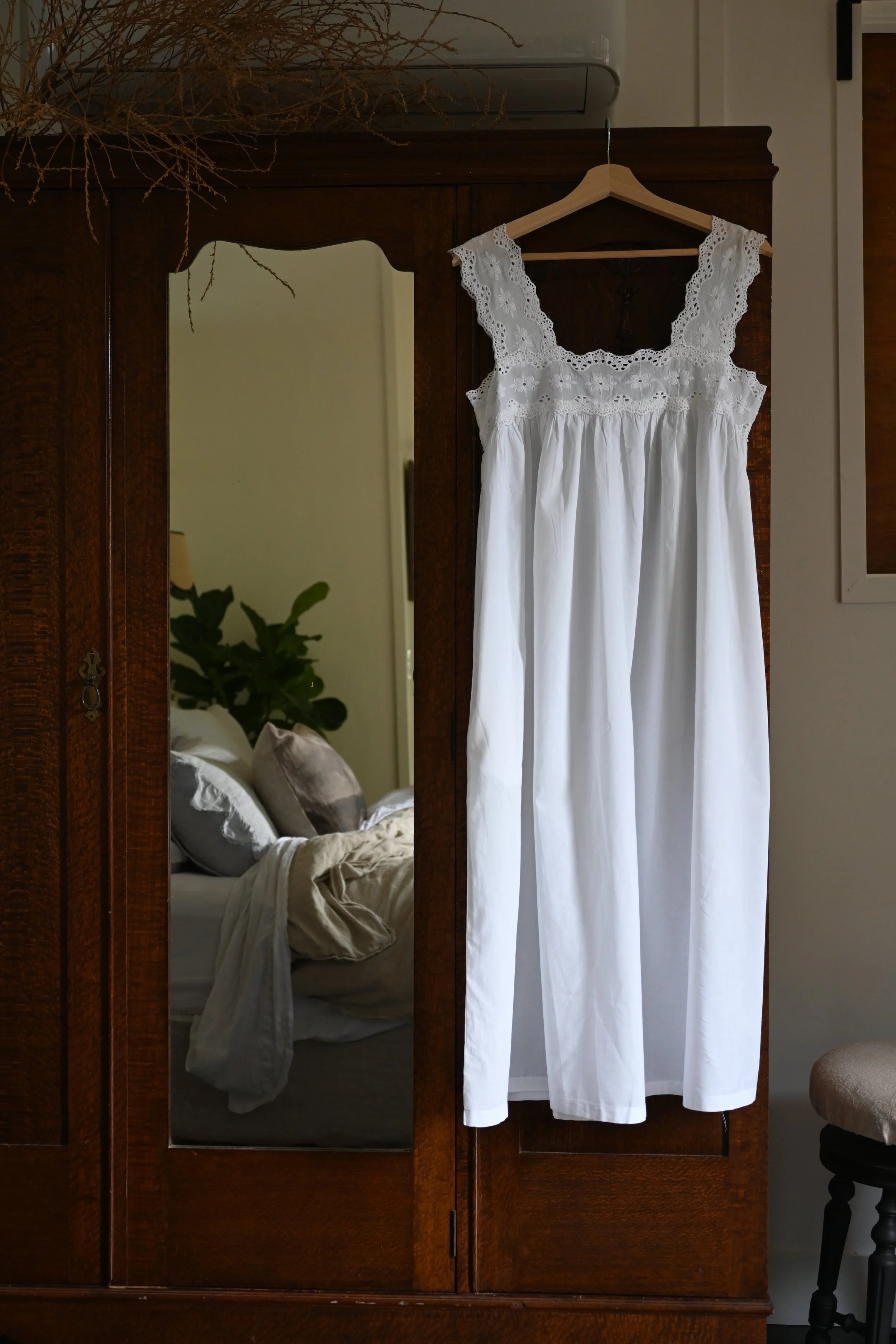 Cotton Nightie with Broderie Anglaise trim