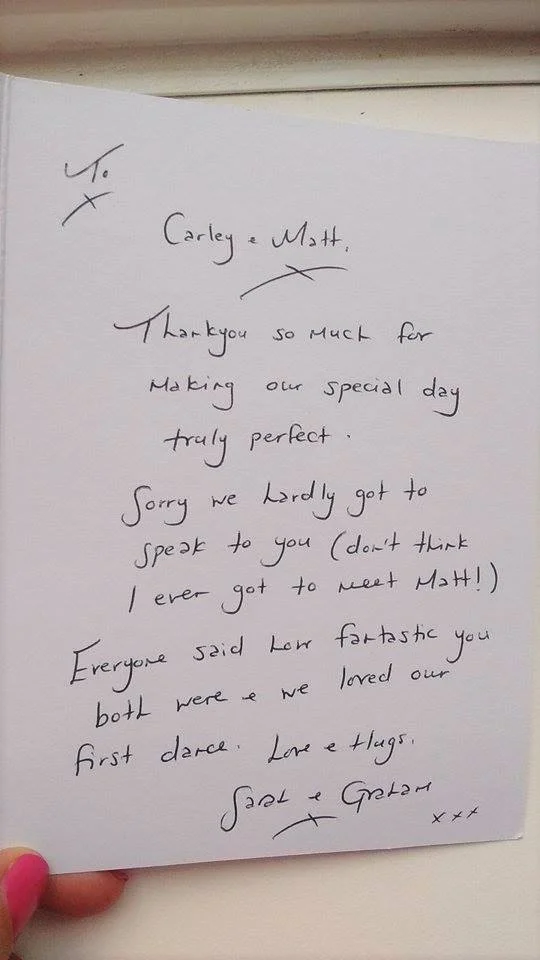 Sarah and Graham's wedding thank you card