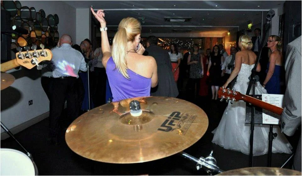 Drummer's eye view taken at wedding in Leicestershire