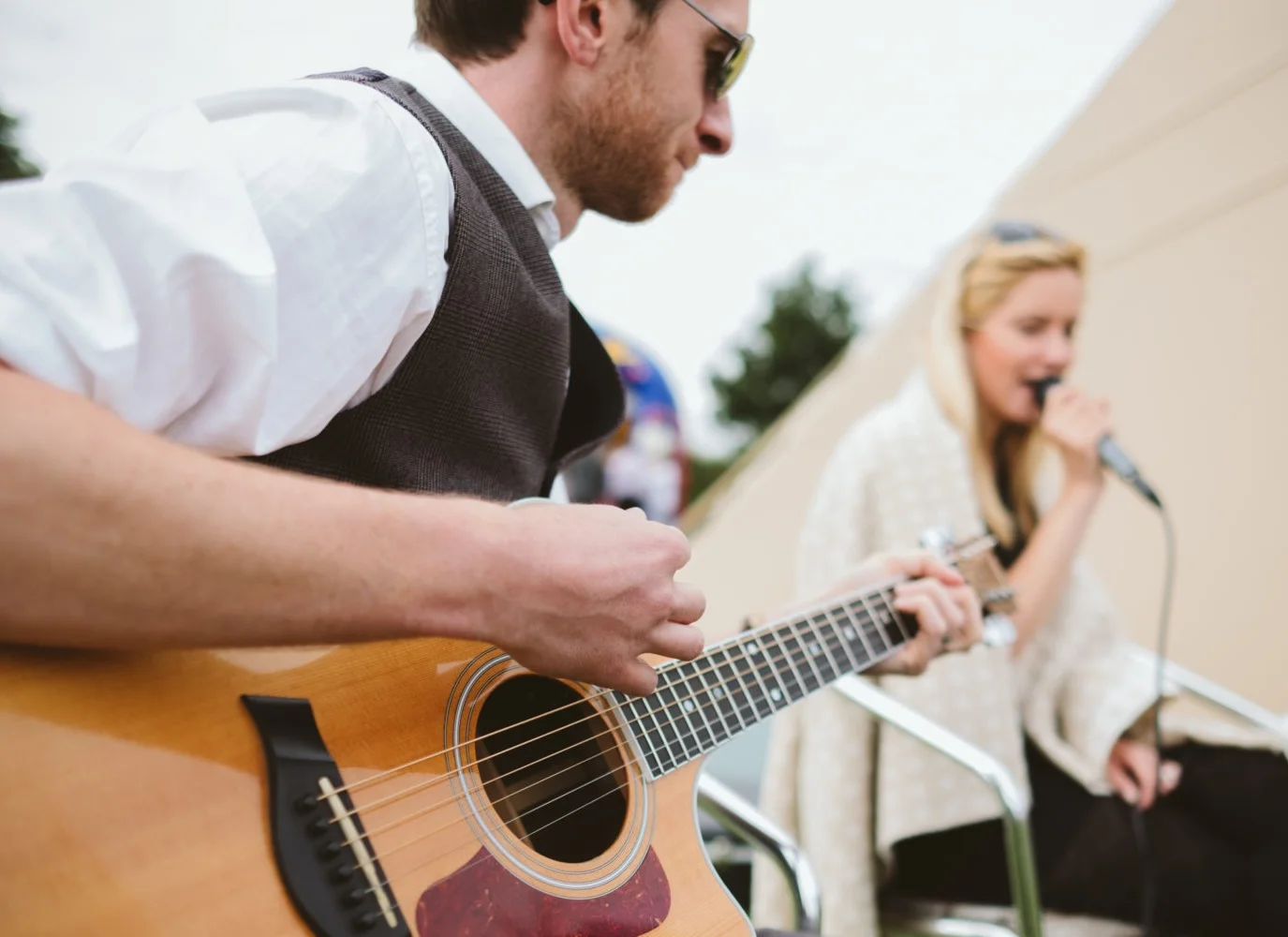 Performing at Katy and Stephen's tipi wedding in Leicestershire