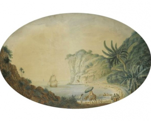 Coastal Scene of Antigua Bay, English School