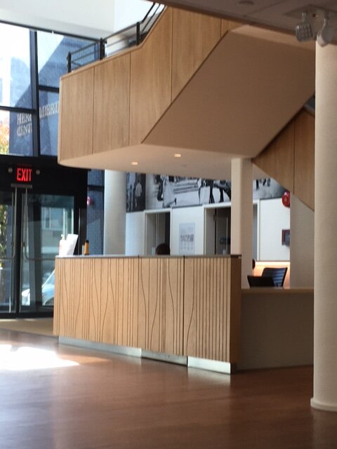 hsa the herb alpert center - lobby reception desk and stair