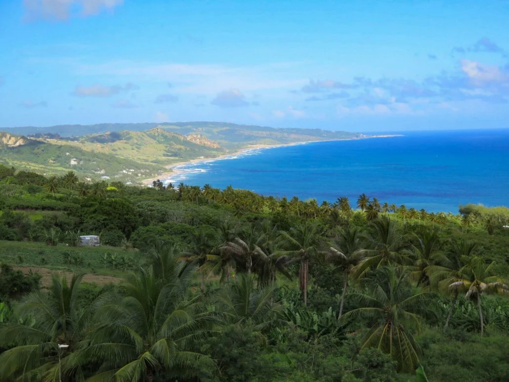 You’ll find marvellous views of the quiet east coast of Barbados from the hills above Bathsheba. JIM BYERS PHOTO