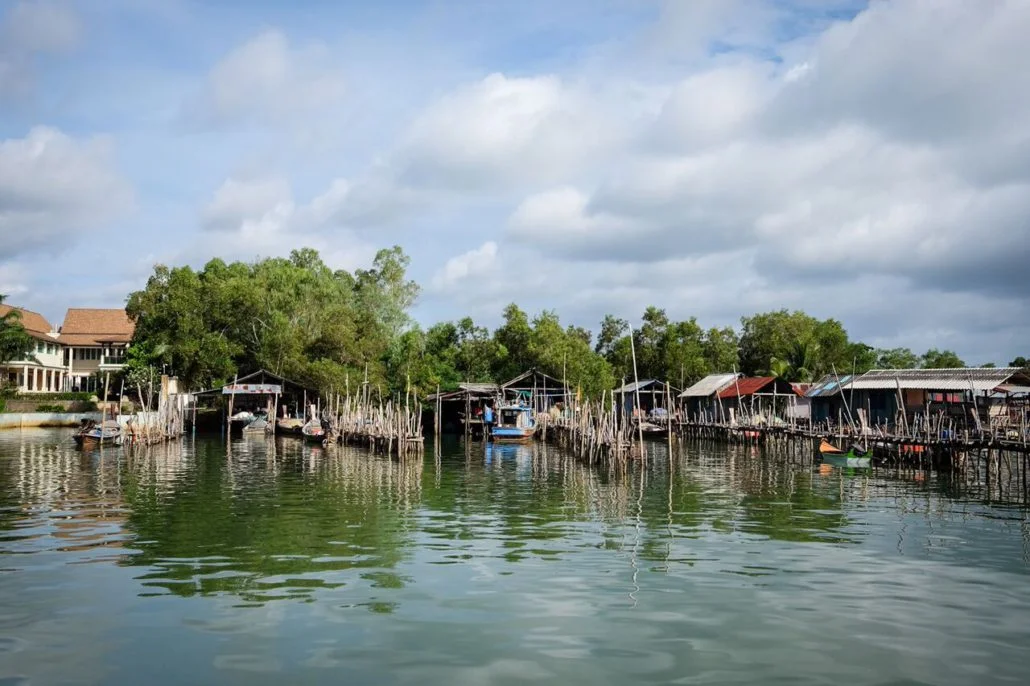 One of the little villages we visited while speedboating around Phuket, Thailand.
