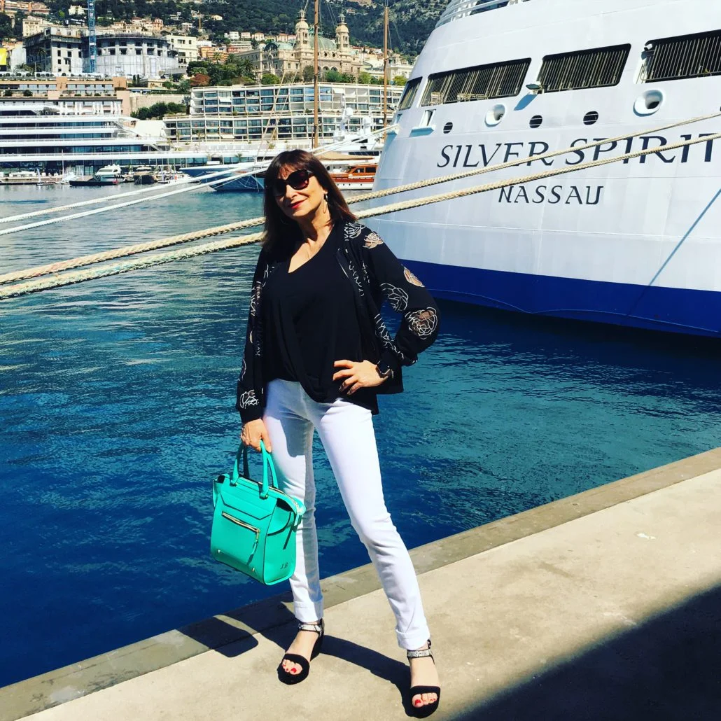 Disembarking the Silver Spirit, feeling très chic! I honestly believe it’s all thanks to these ultra-glam surroundings.