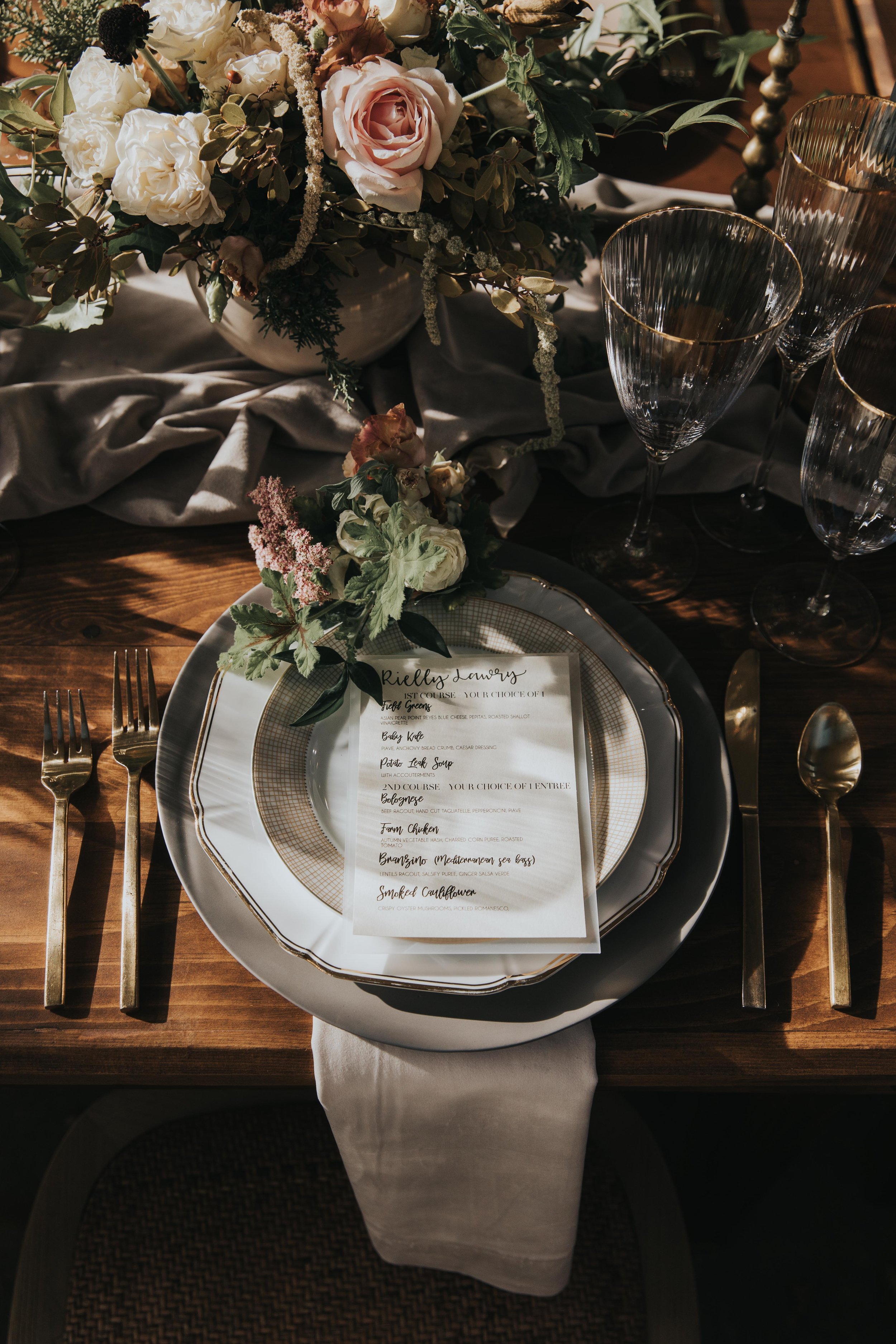 Romantic fall wedding table detail