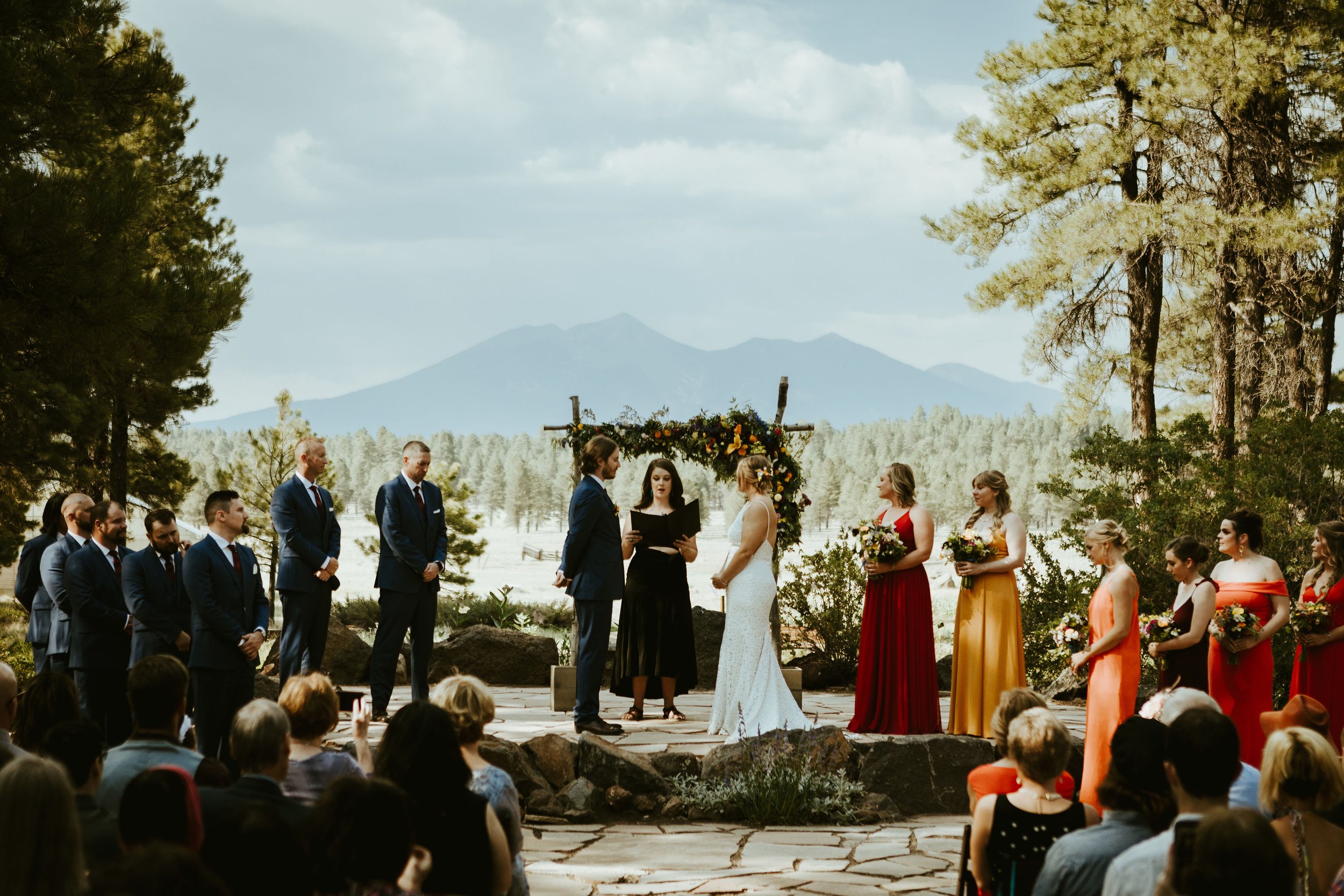 Bold bohemian wildflower wedding ceremony