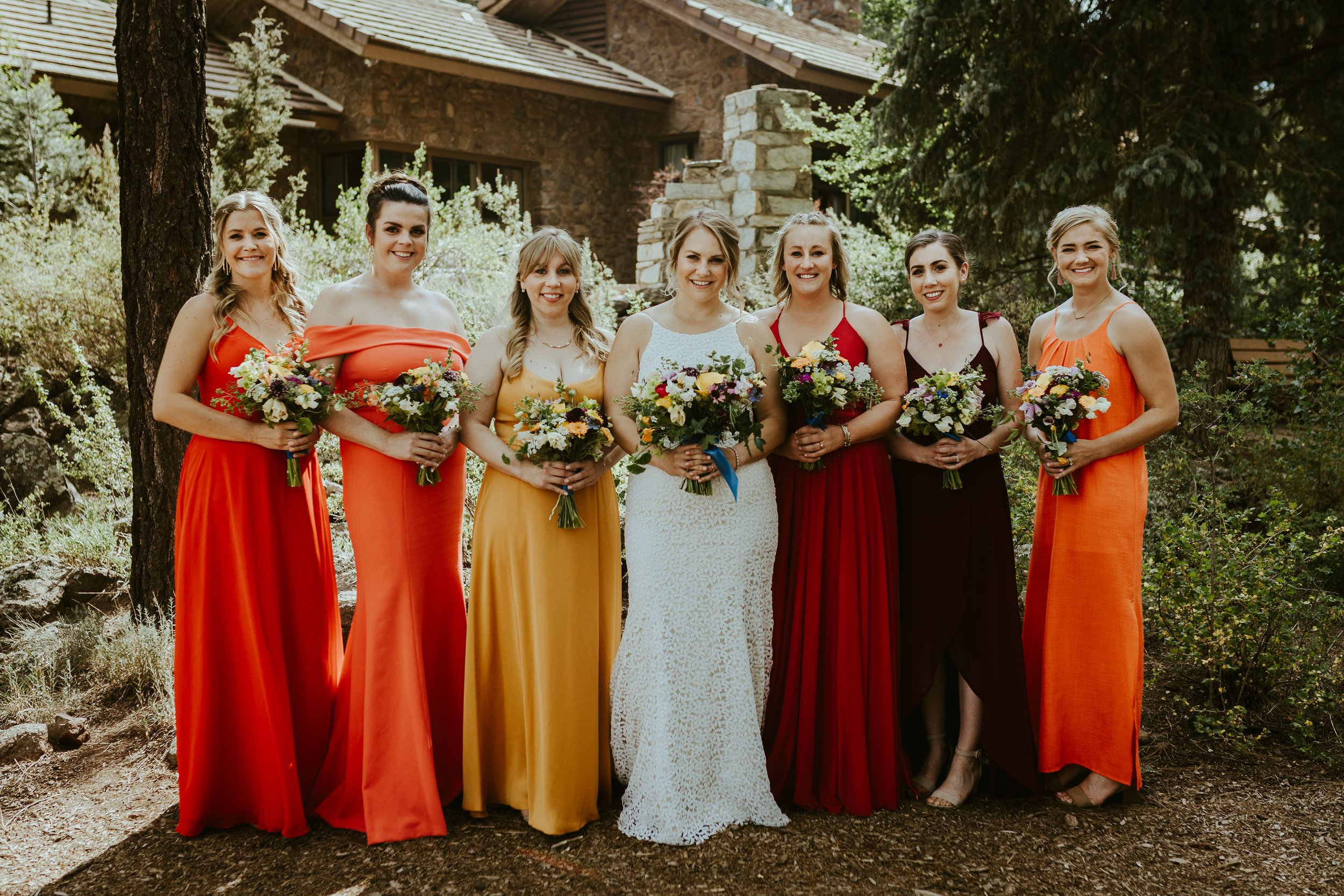 Bold bohemian wildflower wedding bridesmaids