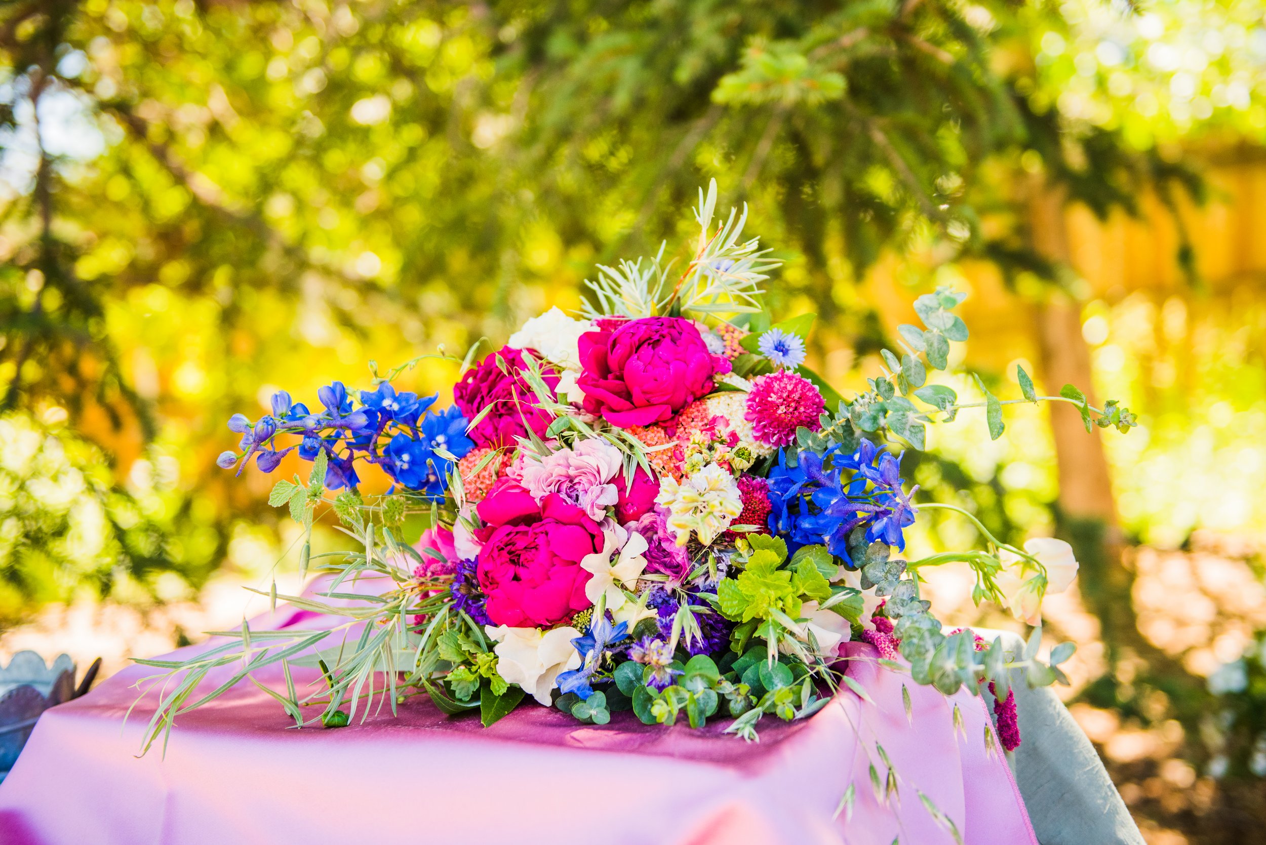 Romantic colorful garden wedding bouquet