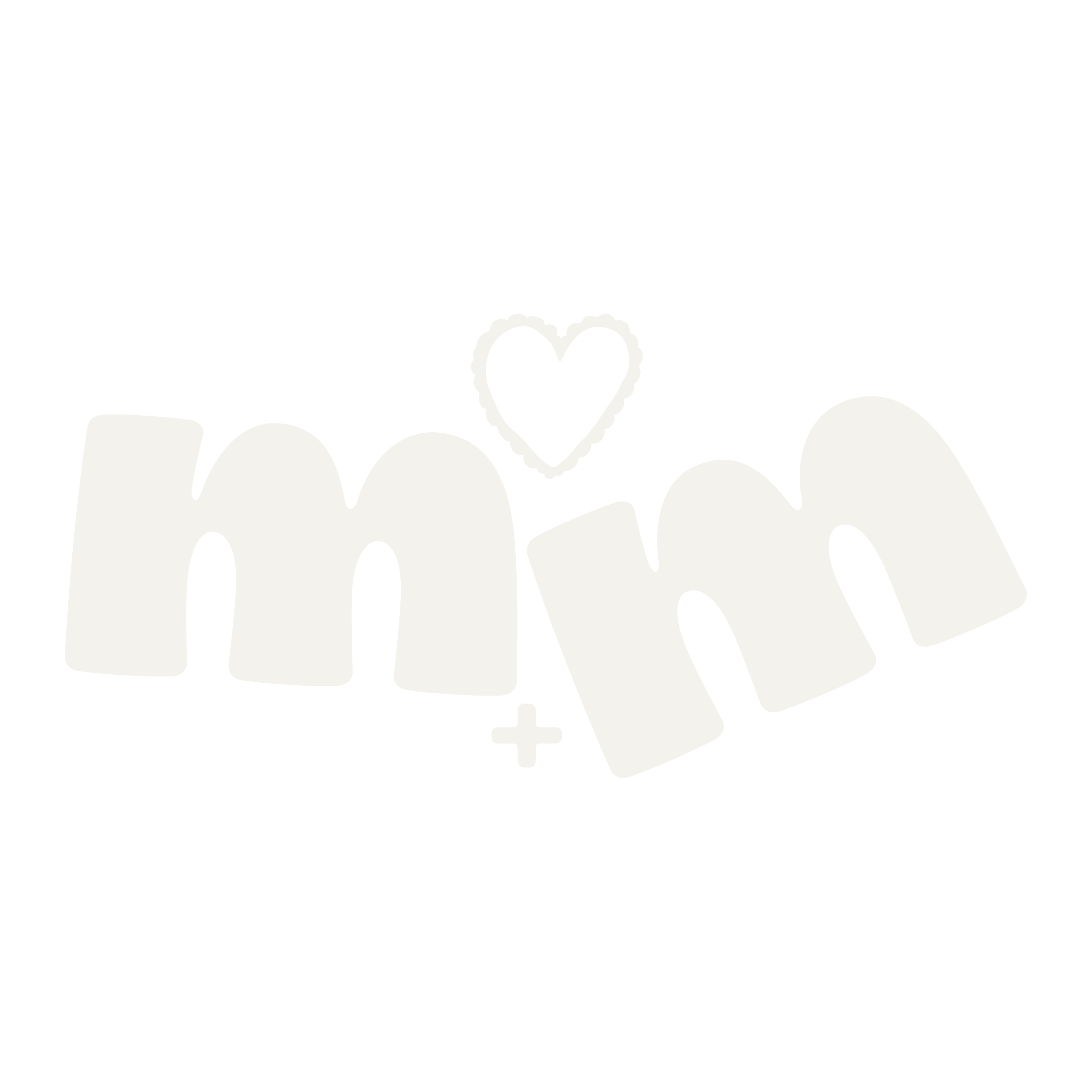 Bold white text on black background spelling 'mum' with a heart above the second 'm' and a plus sign between the two 'm's.