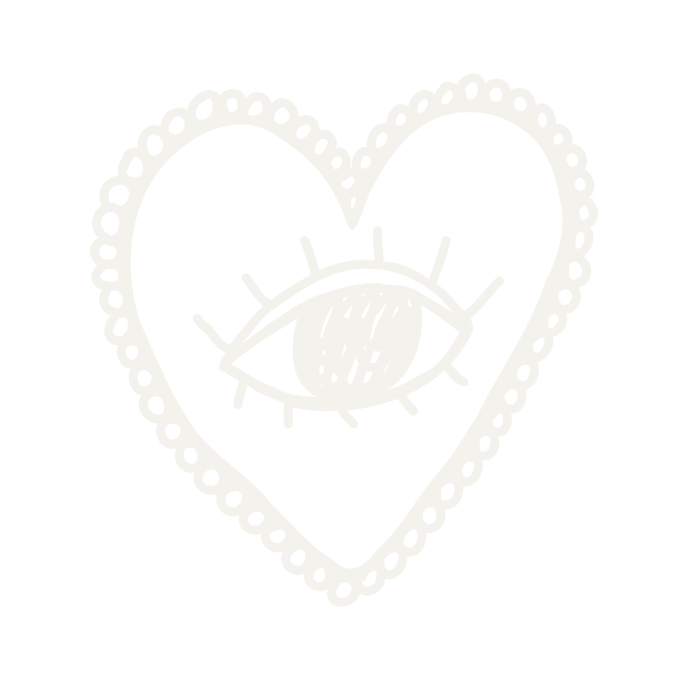 White outline of a heart with a decorative border, featuring a stylized eye with eyelashes inside the heart on a black background.