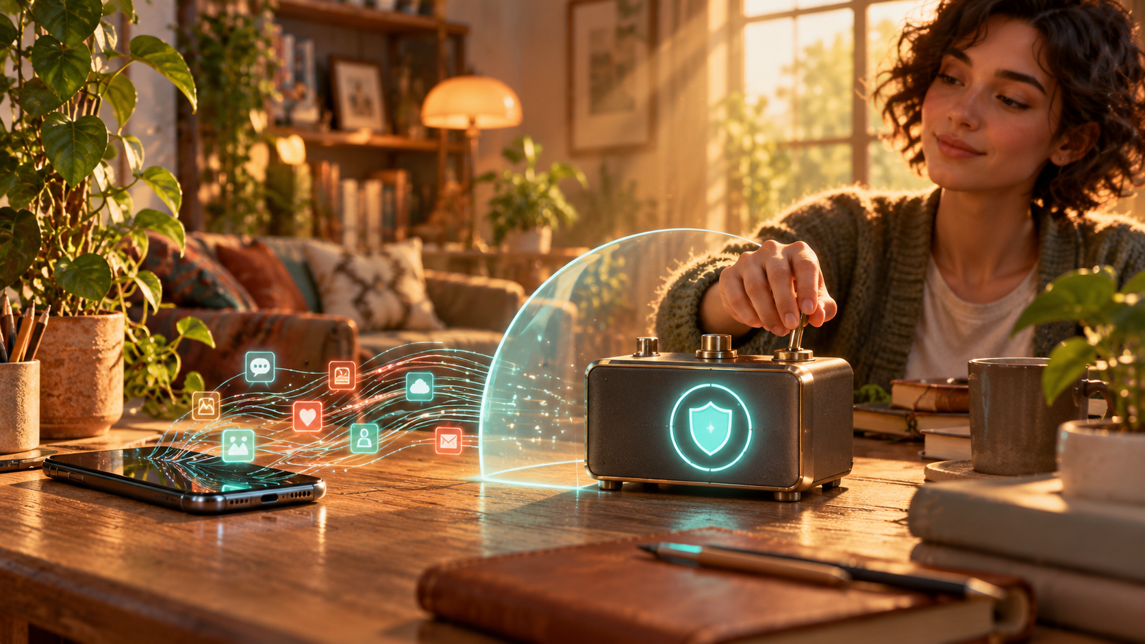 A person controlling a home privacy device