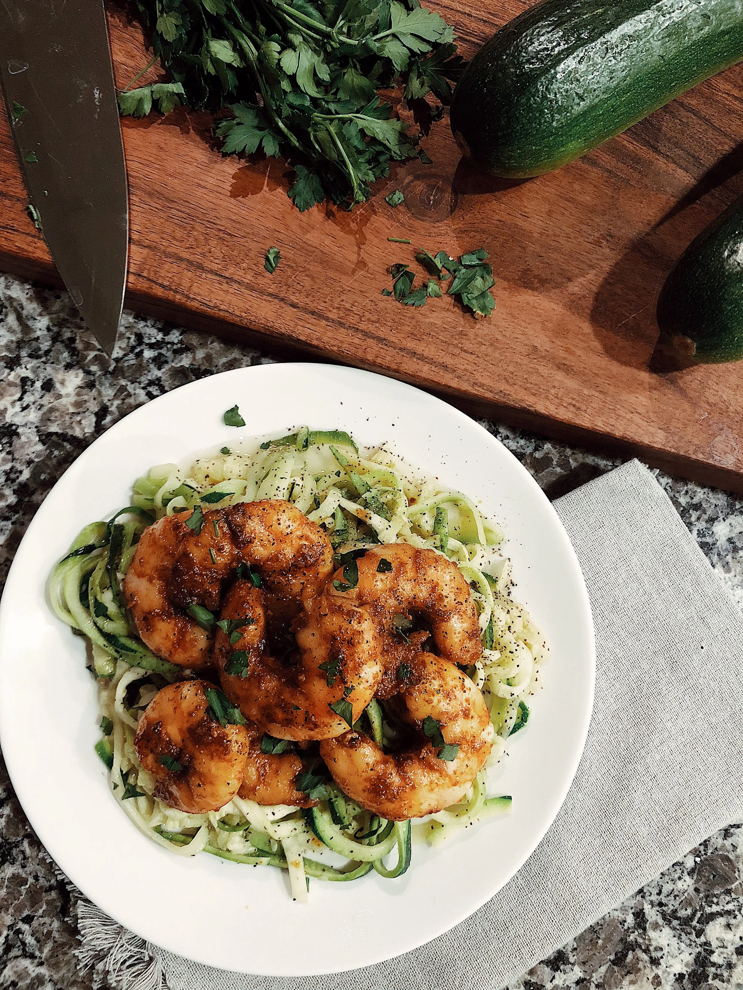 Blackened Shrimp Zucchini Pasta