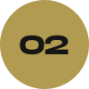 Gold-colored circular badge with the number '02' in black.