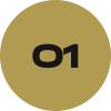 Gold circular badge with the number '01' in black centered text.