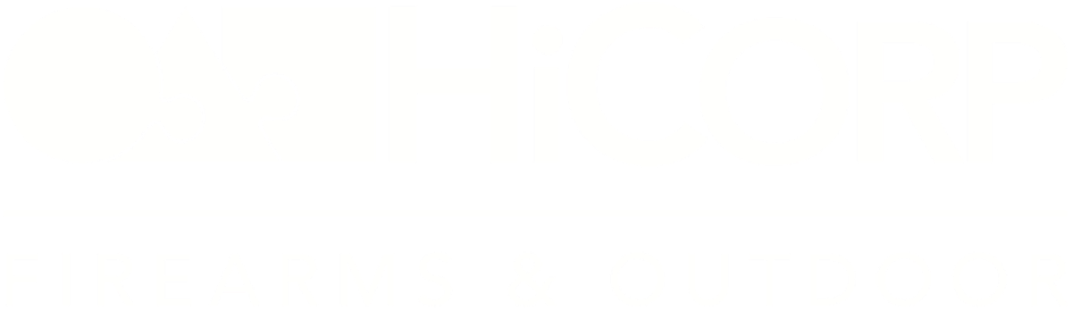 Logo of Hi-Corp Firearms & Outdoor with a stylized gear and puzzle piece graphic to the left of the company name.