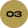 Gold-colored circle with the number 03 inside.