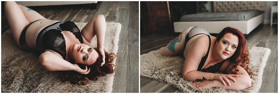 woman in lingerie laying on the floor grabbing her hair