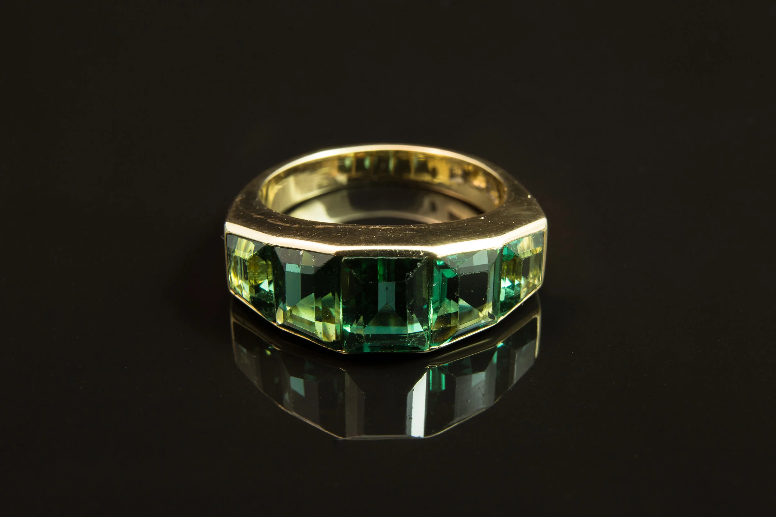 Vintage Scandinavian 5 stone Tourmaline Ring in 18ct Yellow Gold (sold)