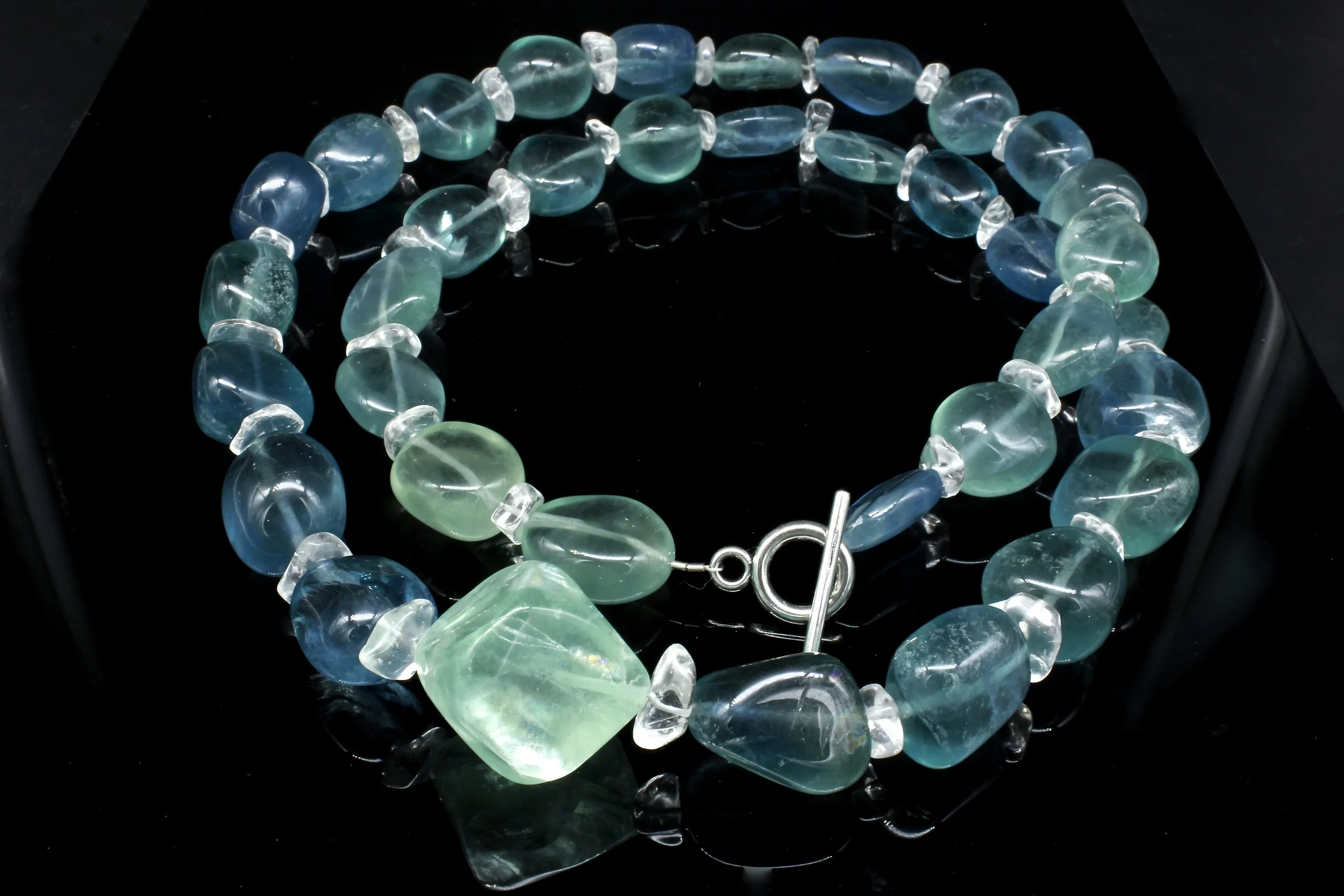 A Fresh Blue and Green Fluorite Sautoir