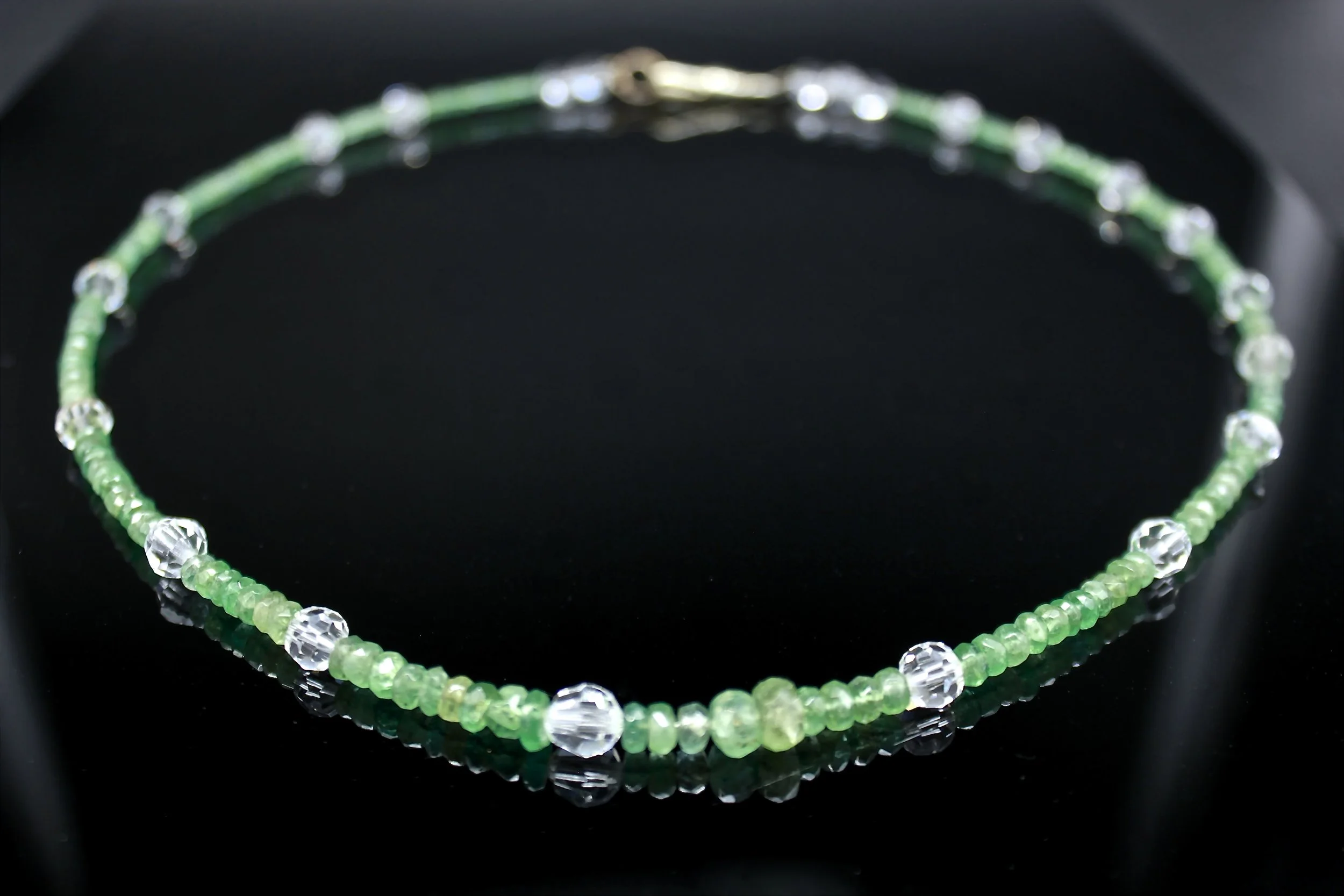 An Emerald and vintage Quartz bead necklace