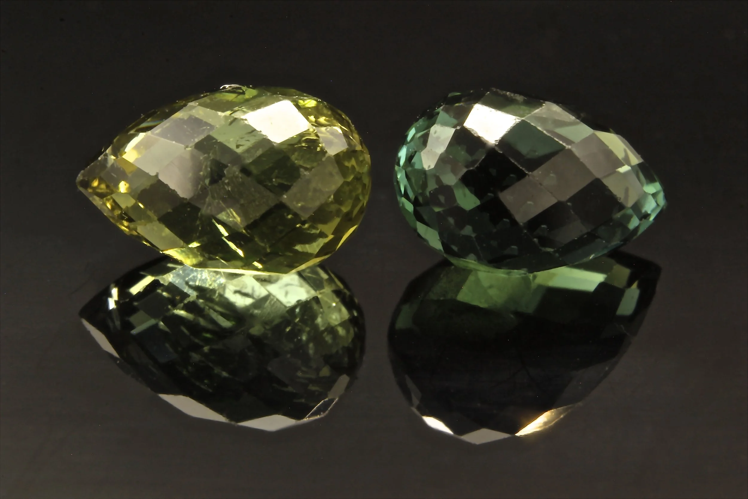An elegant pair of bi-coloured Tourmaline Briolettes