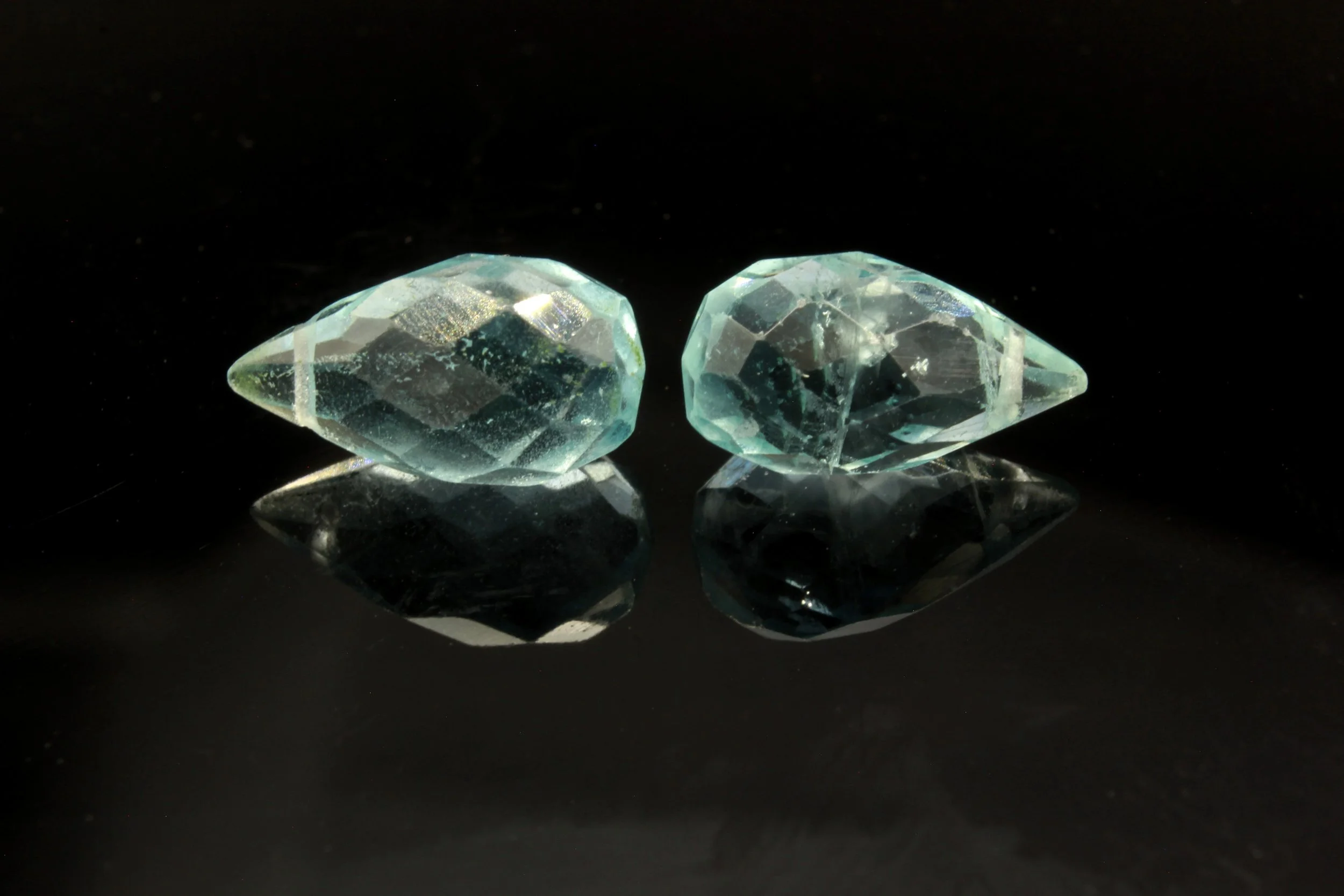 A pair of  alluring Aquamarine briolettes 
