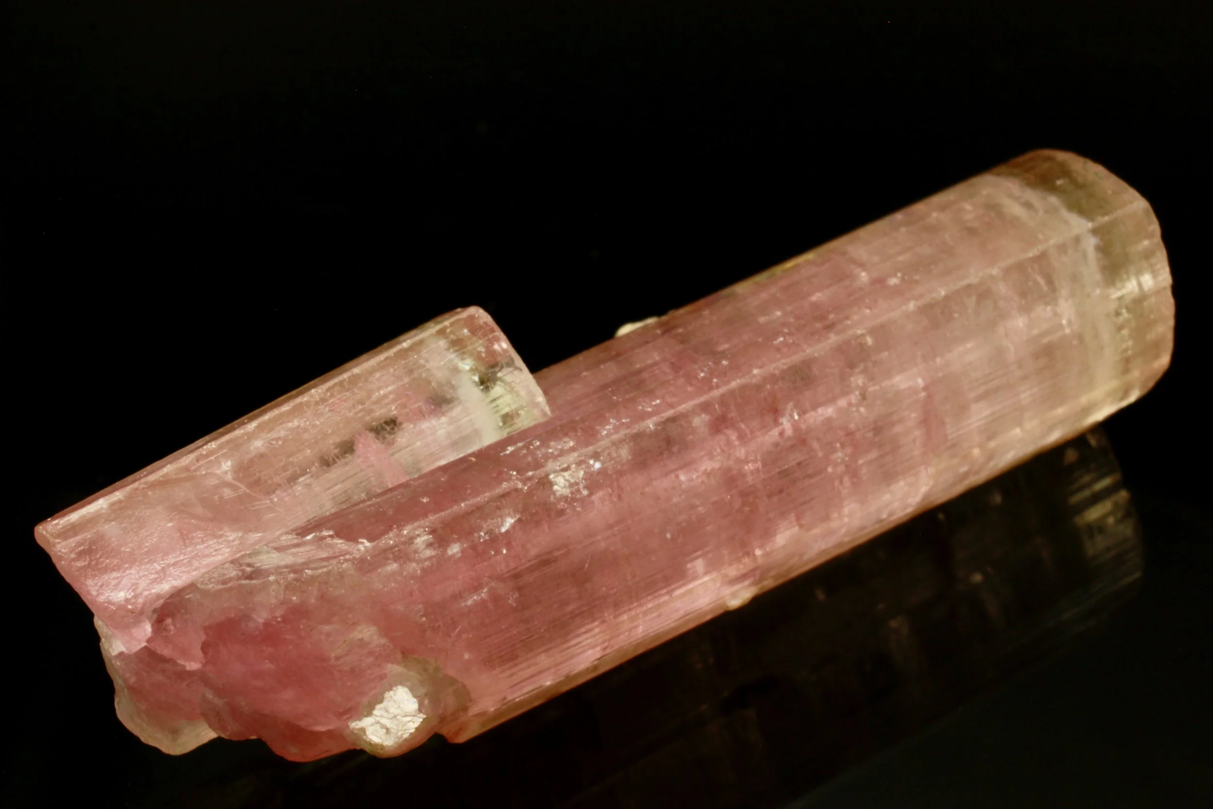 A fine Pink Tourmaline Crystal with a Watermelon termination (sold)