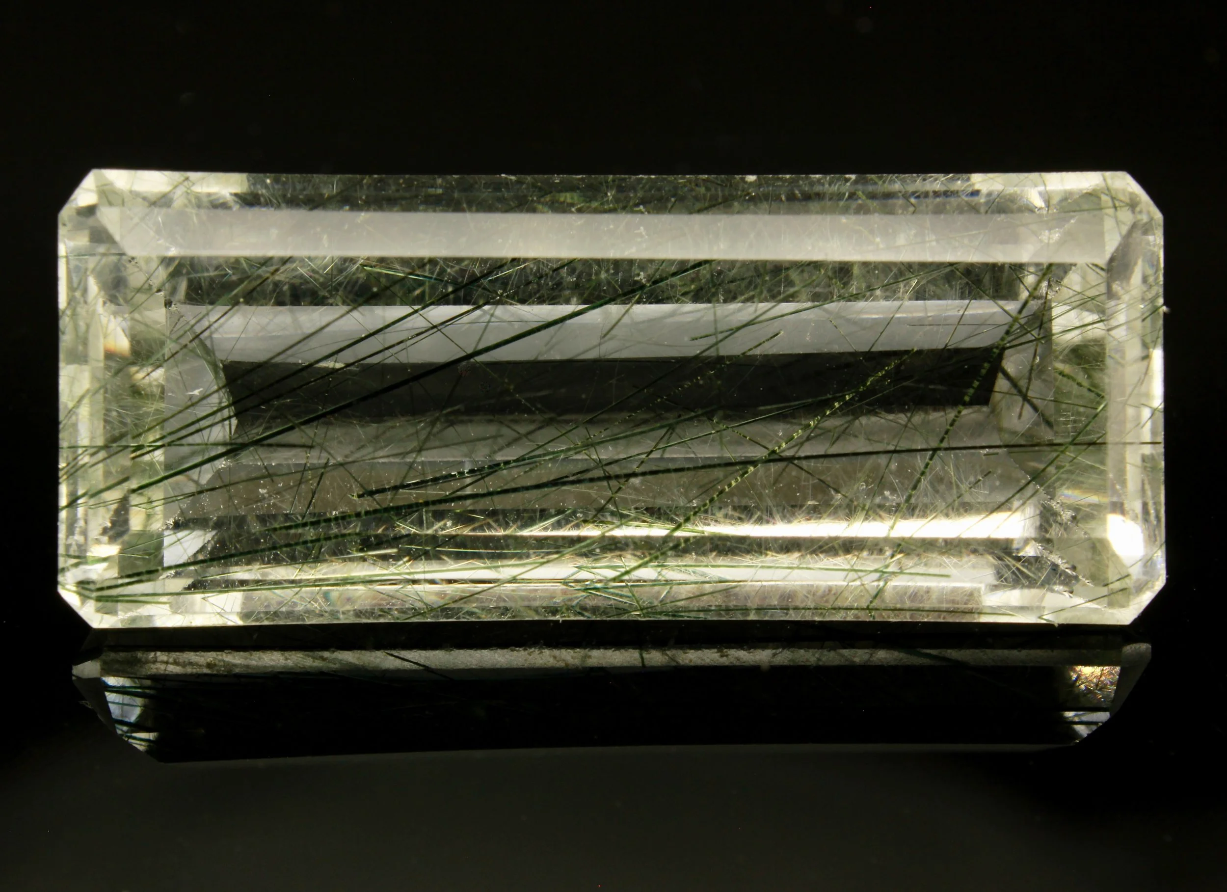 A Long Tourmalinated Quartz Emerald cut stone (sold out)