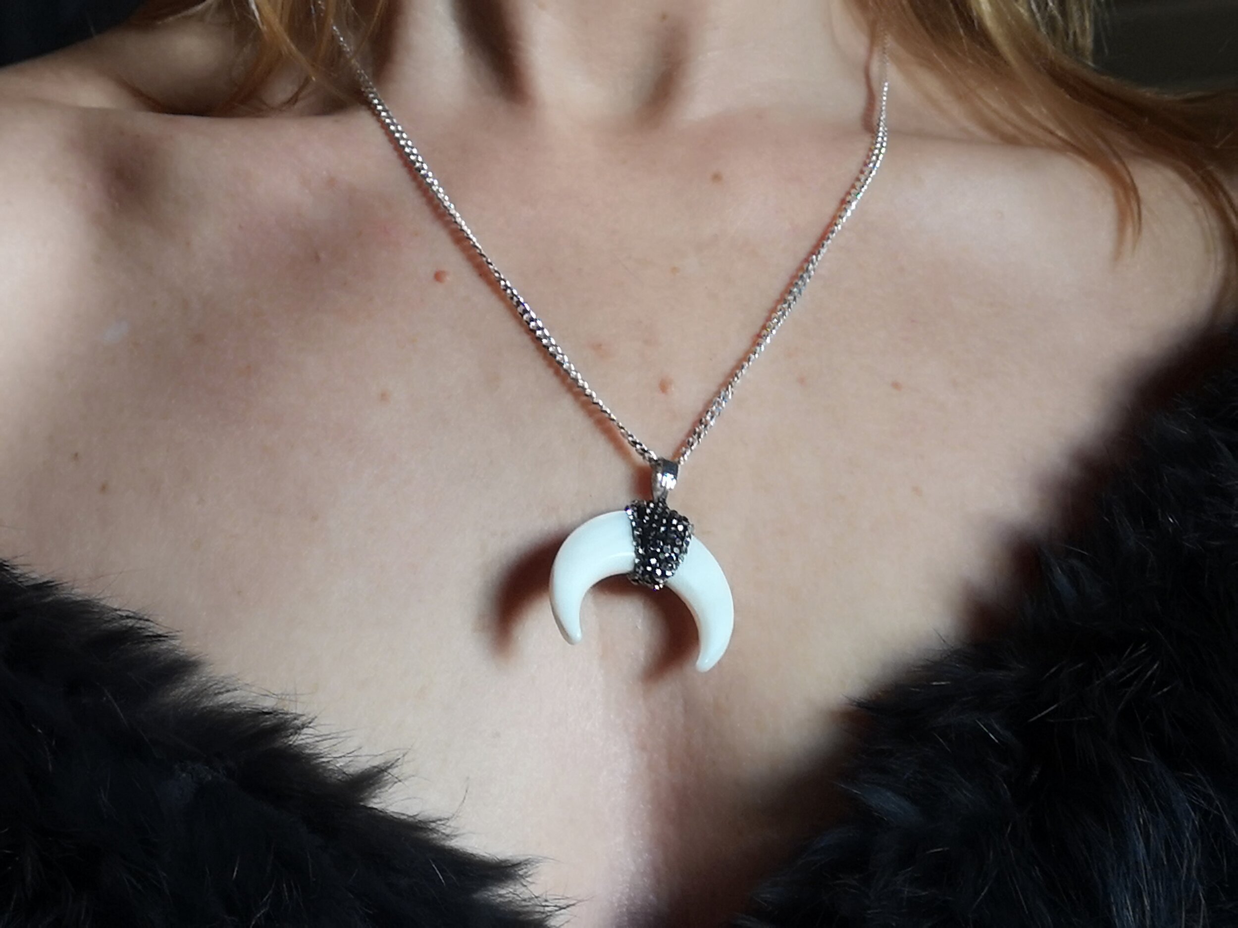 Mother of Pearl Moon set with Rhinestones