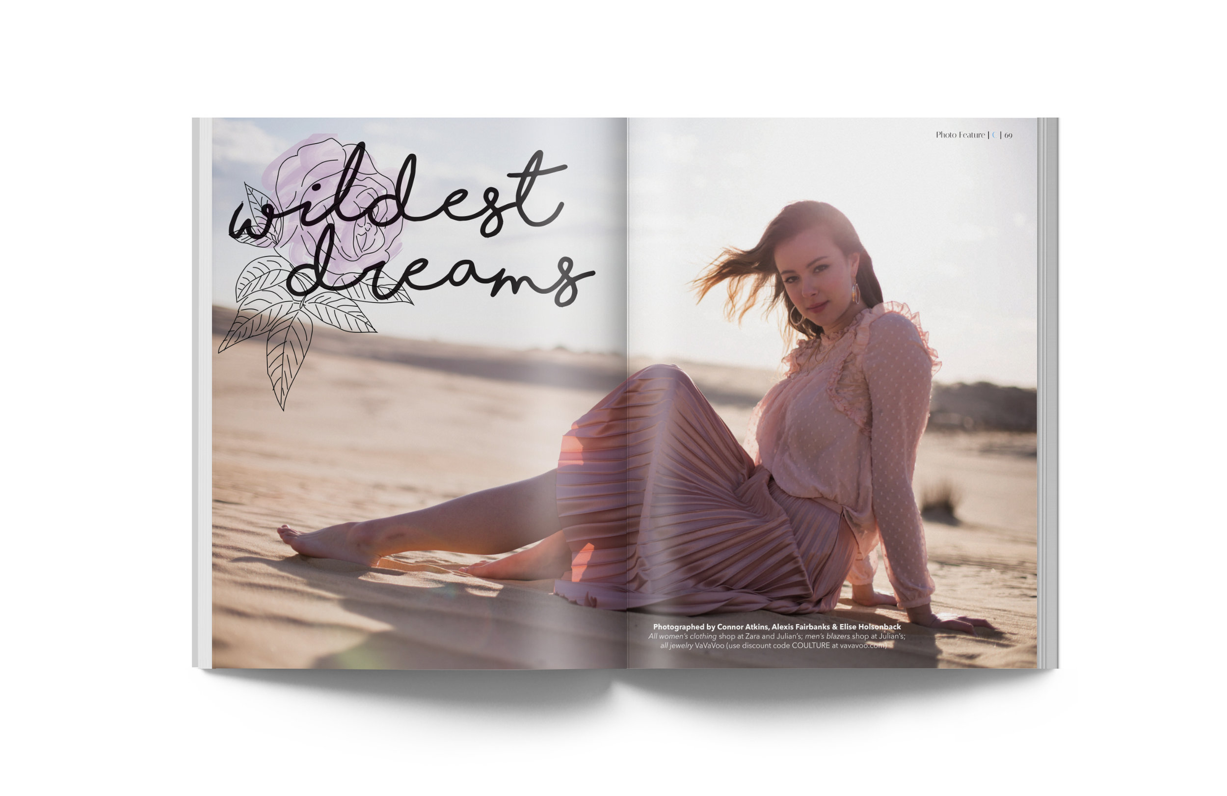 This issue's beauty shoot, where I directed the team and helped do makeup, featured whimsical florals.