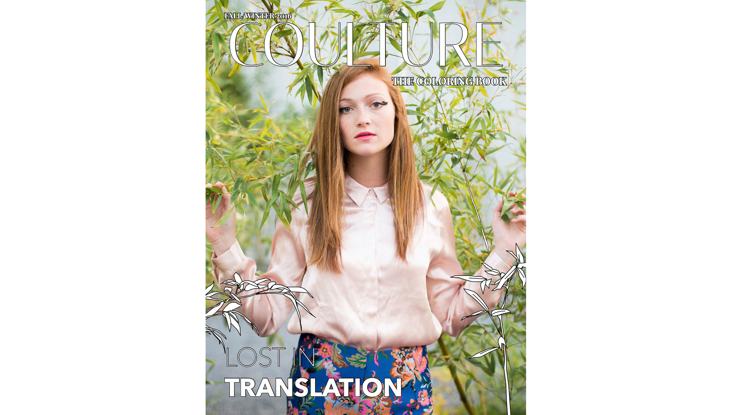 As editor-in-chief and founder of Coulture, I decided that our third issue would be a coloring book, in order to foster maximum interaction with the print medium. I art directed this issue so that shoots would blend seamlessly with coloring book design.