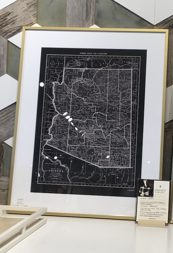 WEST ELM GOLD FRAMED MAP - 18X24