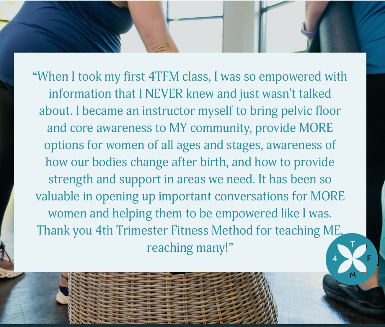 These kind of reviews from our instructors bring me great joy!

#4tfm #4tfminstructors #changemakers #doulas #laboranddeliverynurse #midwives #personaltrainer #womenswellness #postpartumfitness #perimenopausehealth #birthball #peanutball #cubsupport 