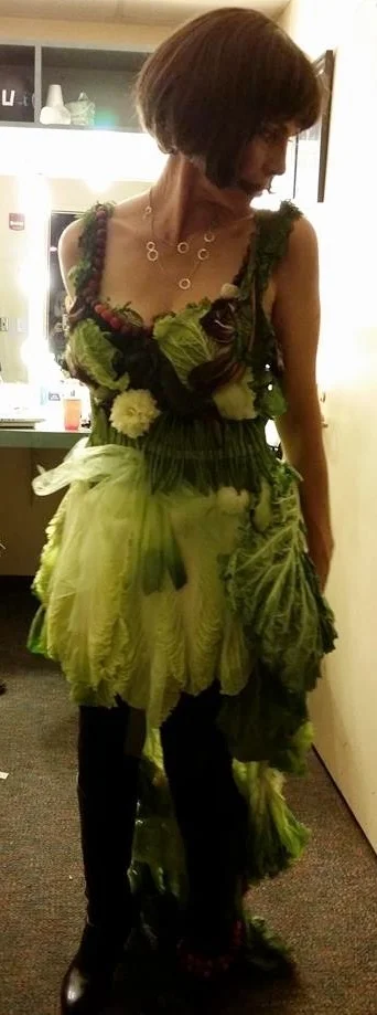 Elaine once made a dress out of local produce. 