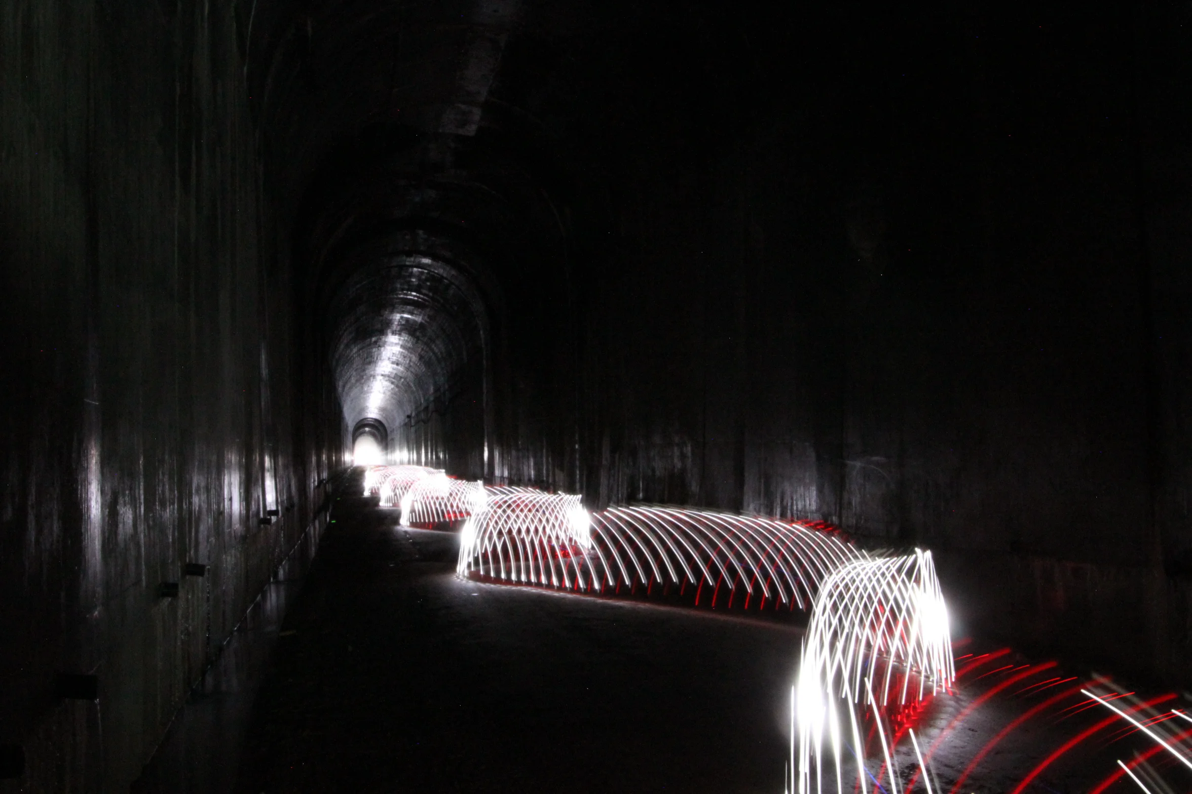 Haiwatha Trail Tunnel - Towards, Swerving.JPG