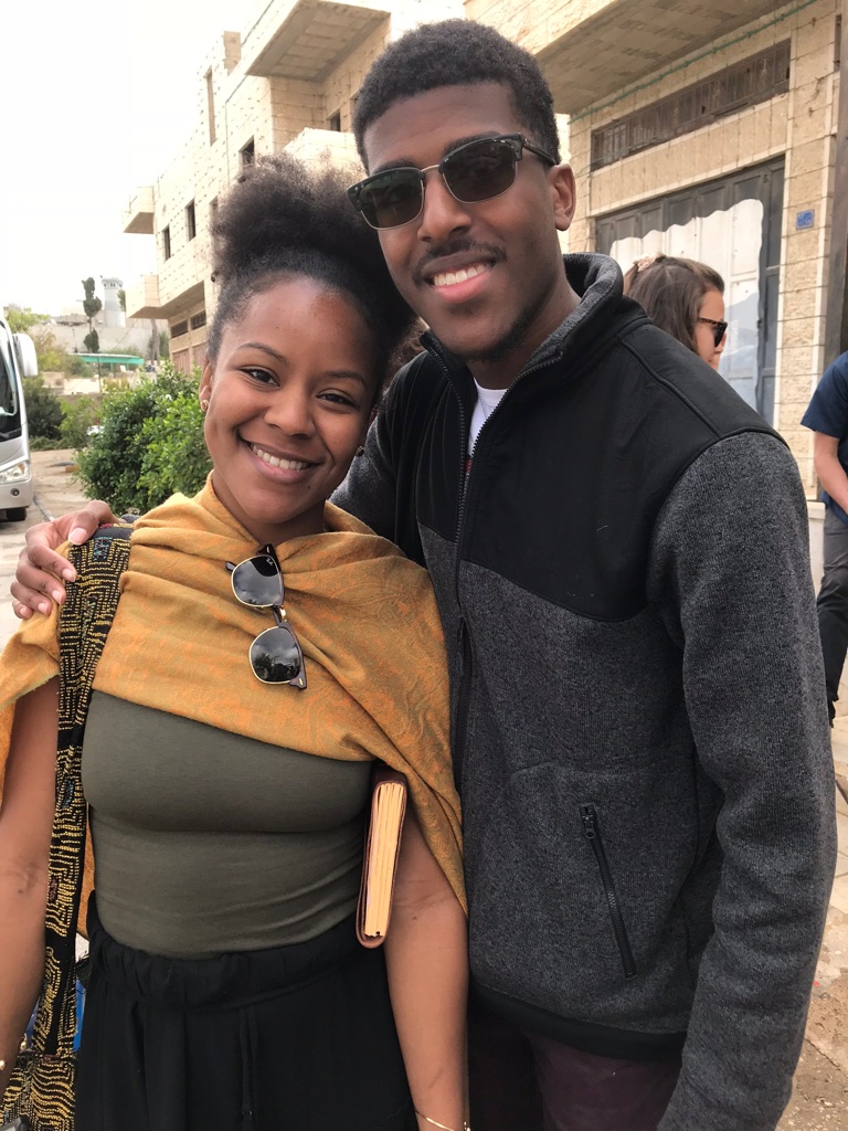 Desmera and Ajamu in Palestine during Eyewitness Palestine’s Environmental Justice and Olive Harvest Delegation in Fall 2018 (photo: Lewis W.