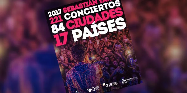 Sebastián Yatra confirmó su estatus de estrella internacional en 2017, con 221 conciertos en 84 ciudades de 17 países