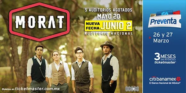 Hoy inicia la preventa del séptimo show de Morat en el Auditorio Nacional, el próximo 2 de junio