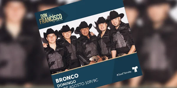 Bronco fue uno de los invitados de lujo de Don Francisco este domingo; el grupo ofreció 3 conciertos en EU
