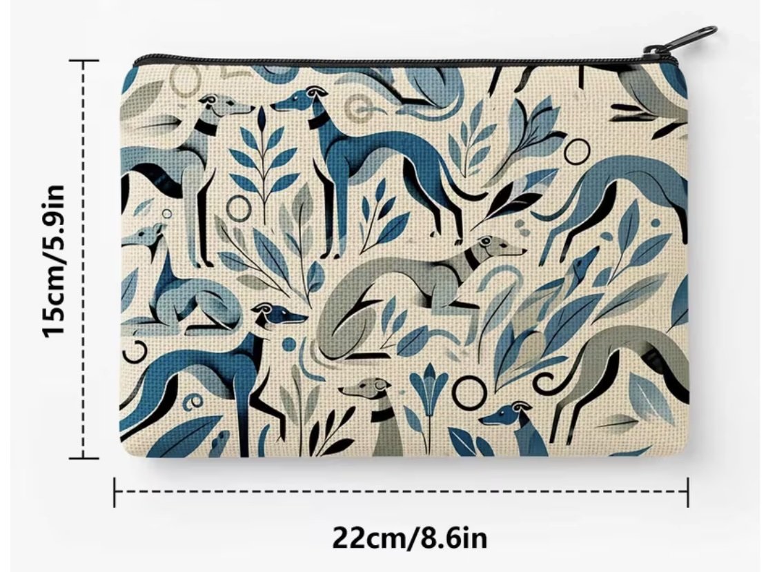 Elegant Greyhound Print Accessory Bag