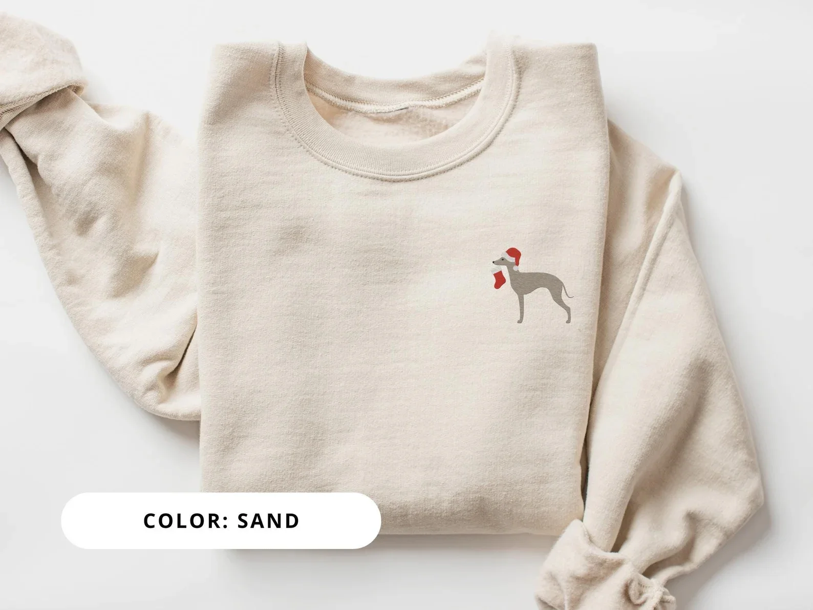Christmas Greyhound Embroidered Crewneck Sweatshirt