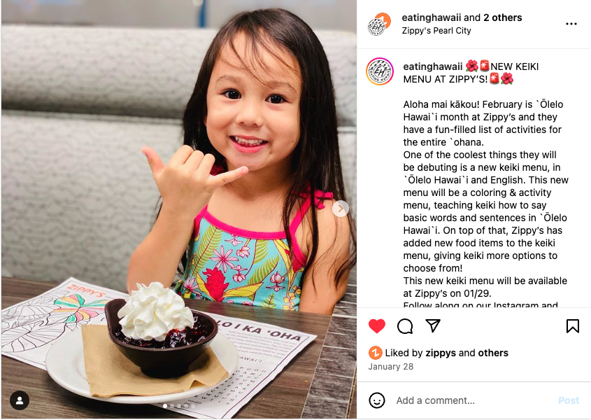 Keiki Menu
