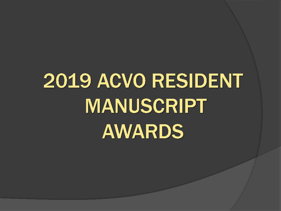 2019 ACVO Resident Manuscript Award Winners