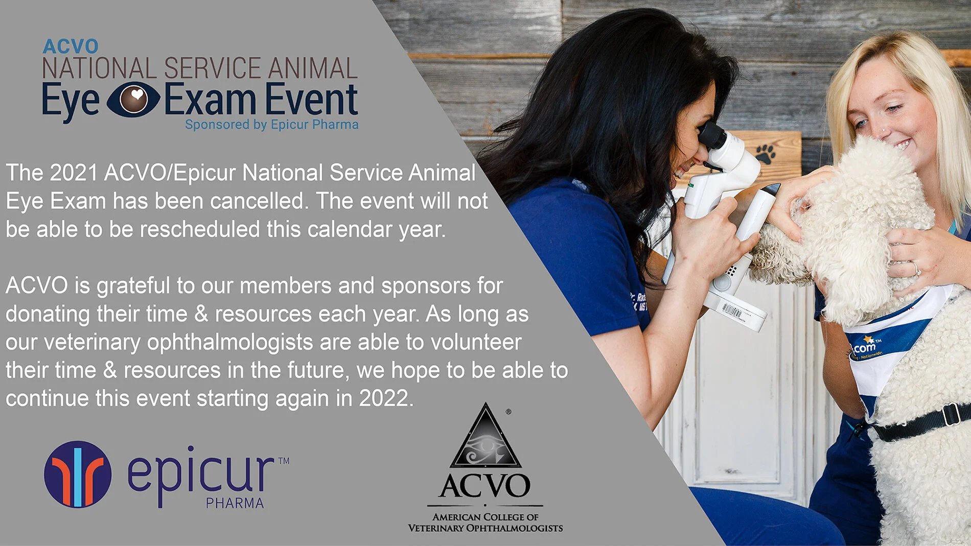 2021 ACVO Service Animal Eye Exam Event Cancelled