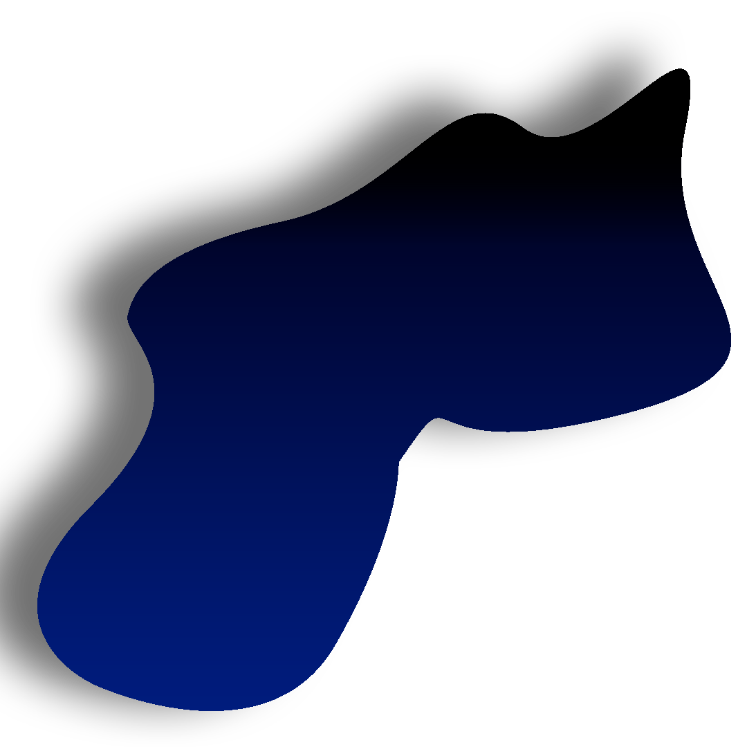 A dark blue and black stylized whale silhouette.